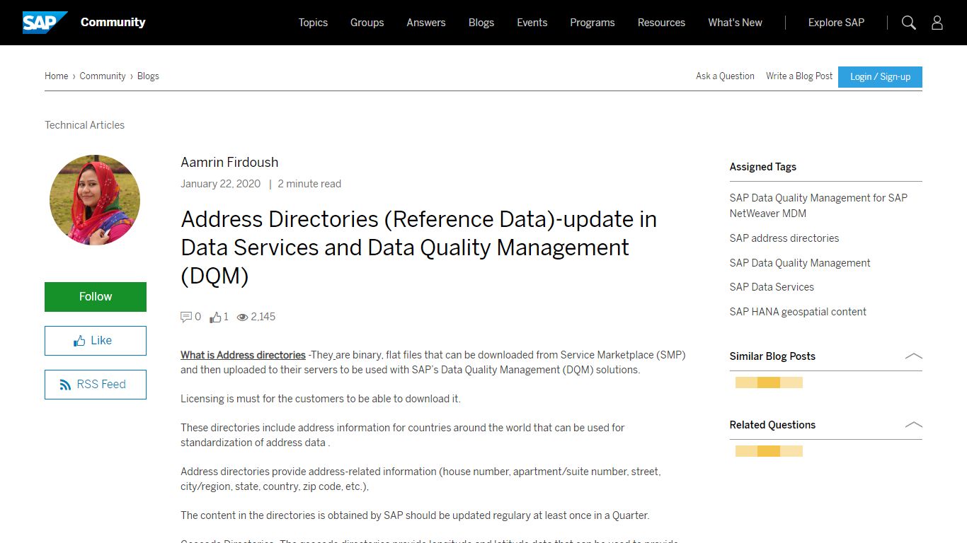 Address Directories (Reference Data)-update in Data Services and Data ...